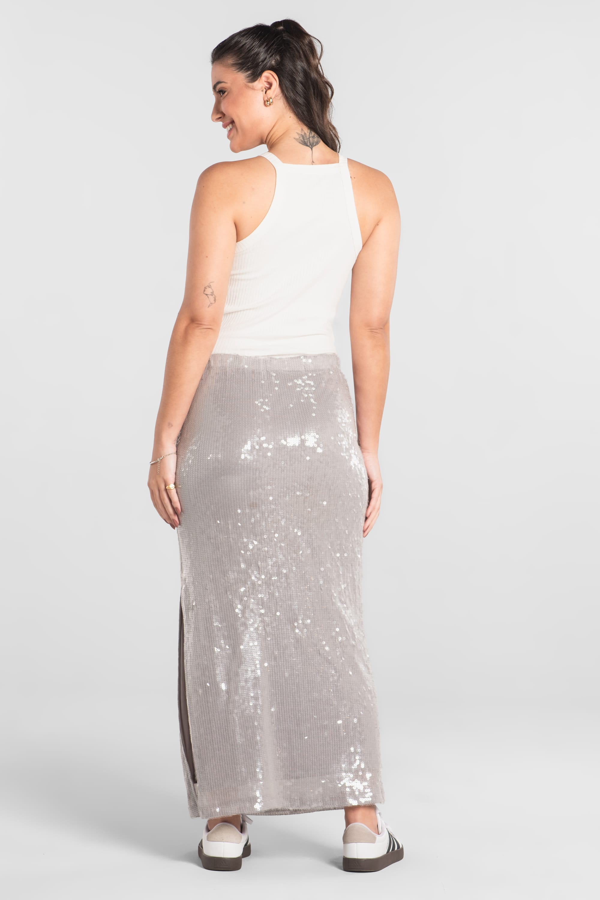 Regata Feminina Adulto em Ribana Canelada (Off White) Just Basic - Imagem 2